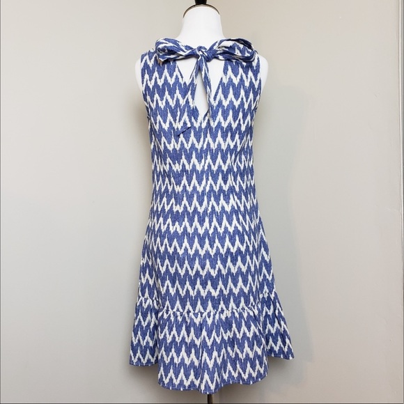 J. Crew Zig Zag  Chevron Print Sleeveless Bow Back Dress - Picture 2 of 5